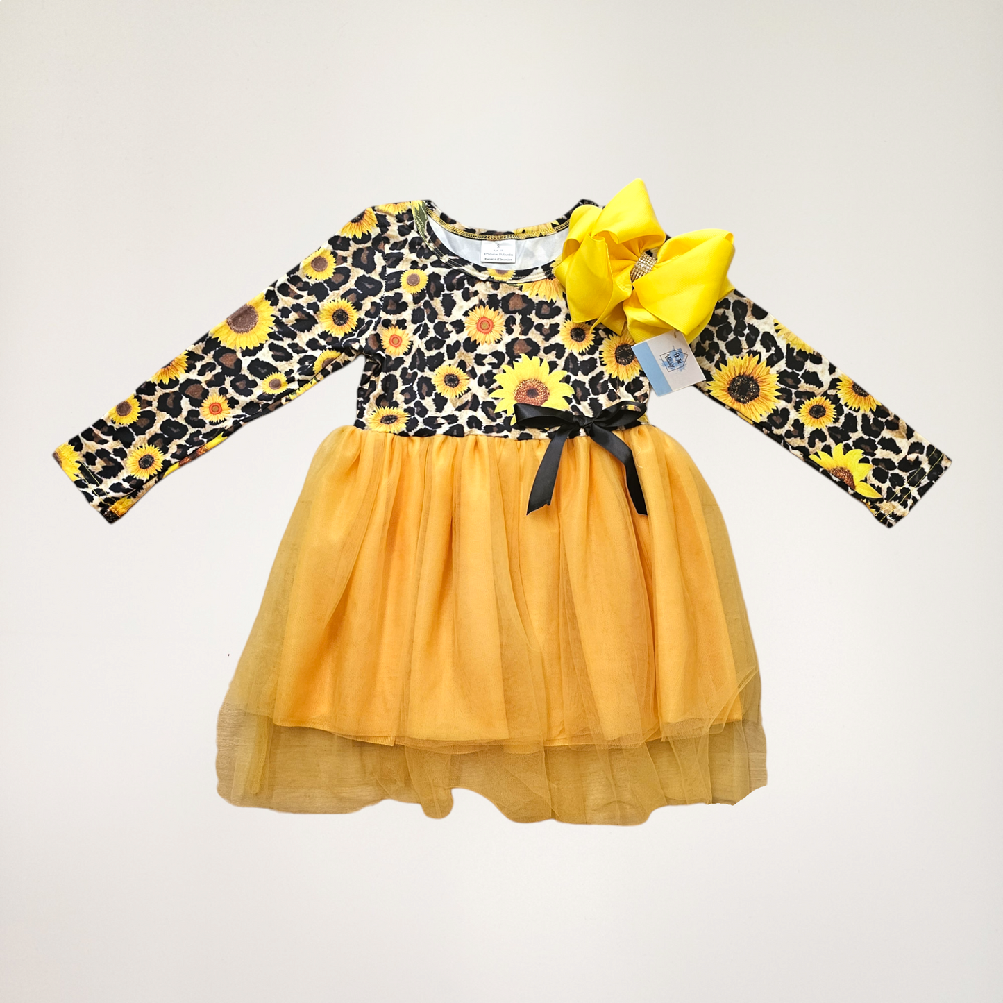 Long Sleeve Sunflower Tulle Dress