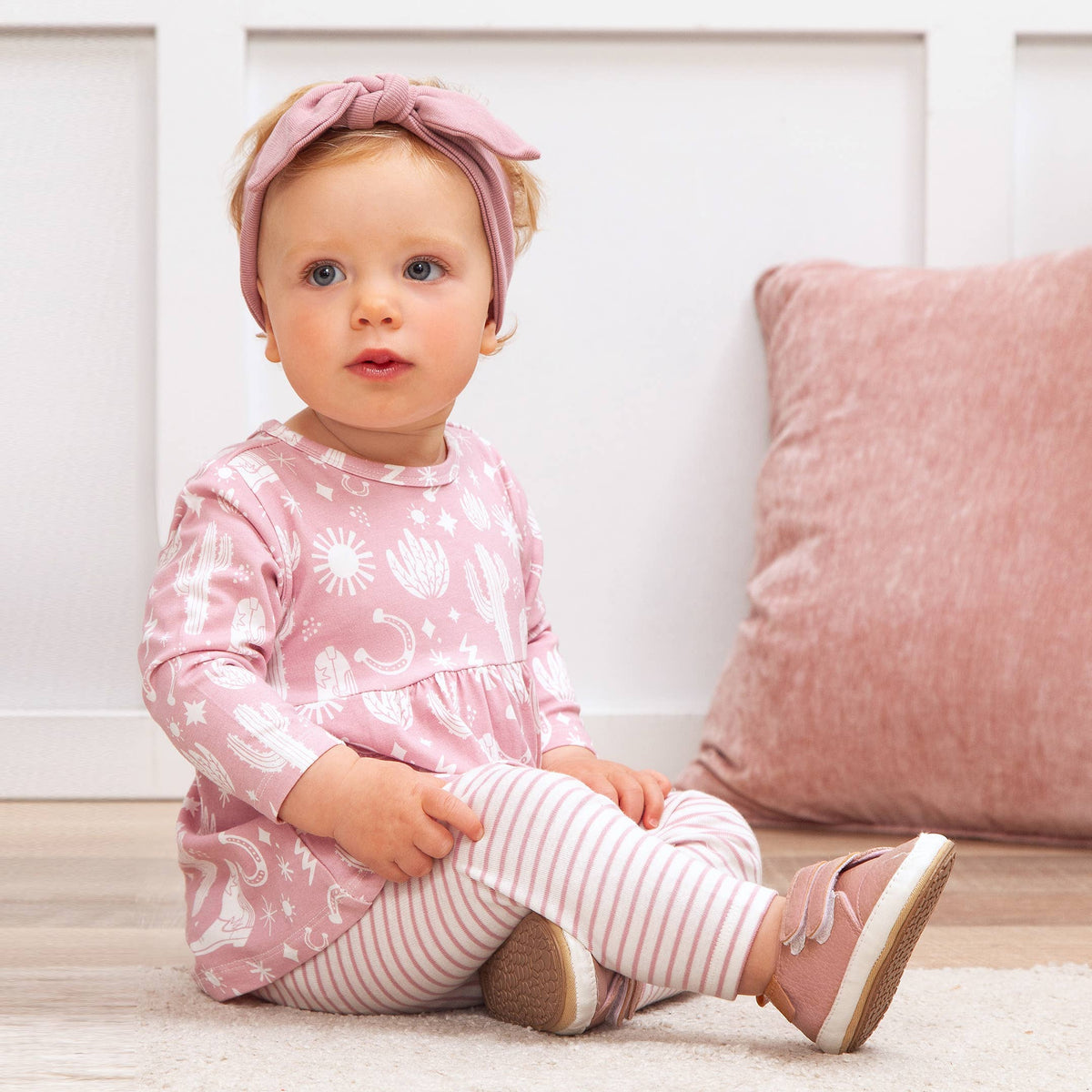 Baby Girl's Wild West/Pink Bamboo Top & Leggings