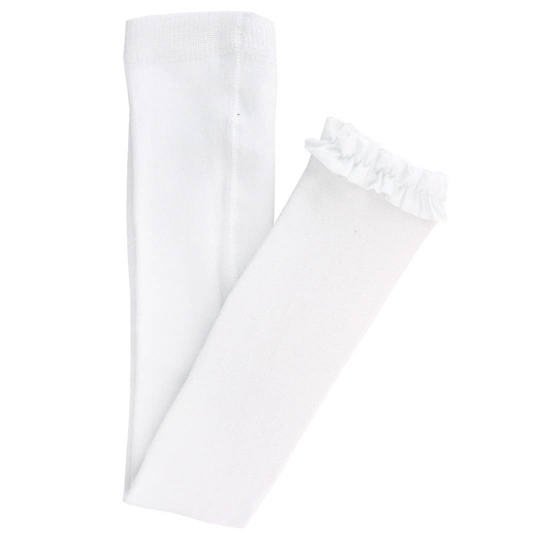 Zoe White Footless Ruffle Tights