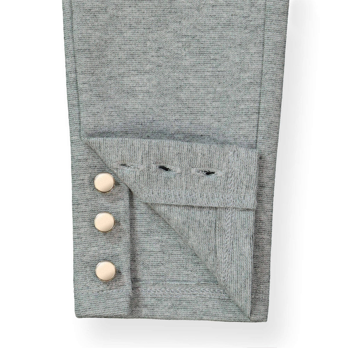 Gray leggings with buttons on a white background