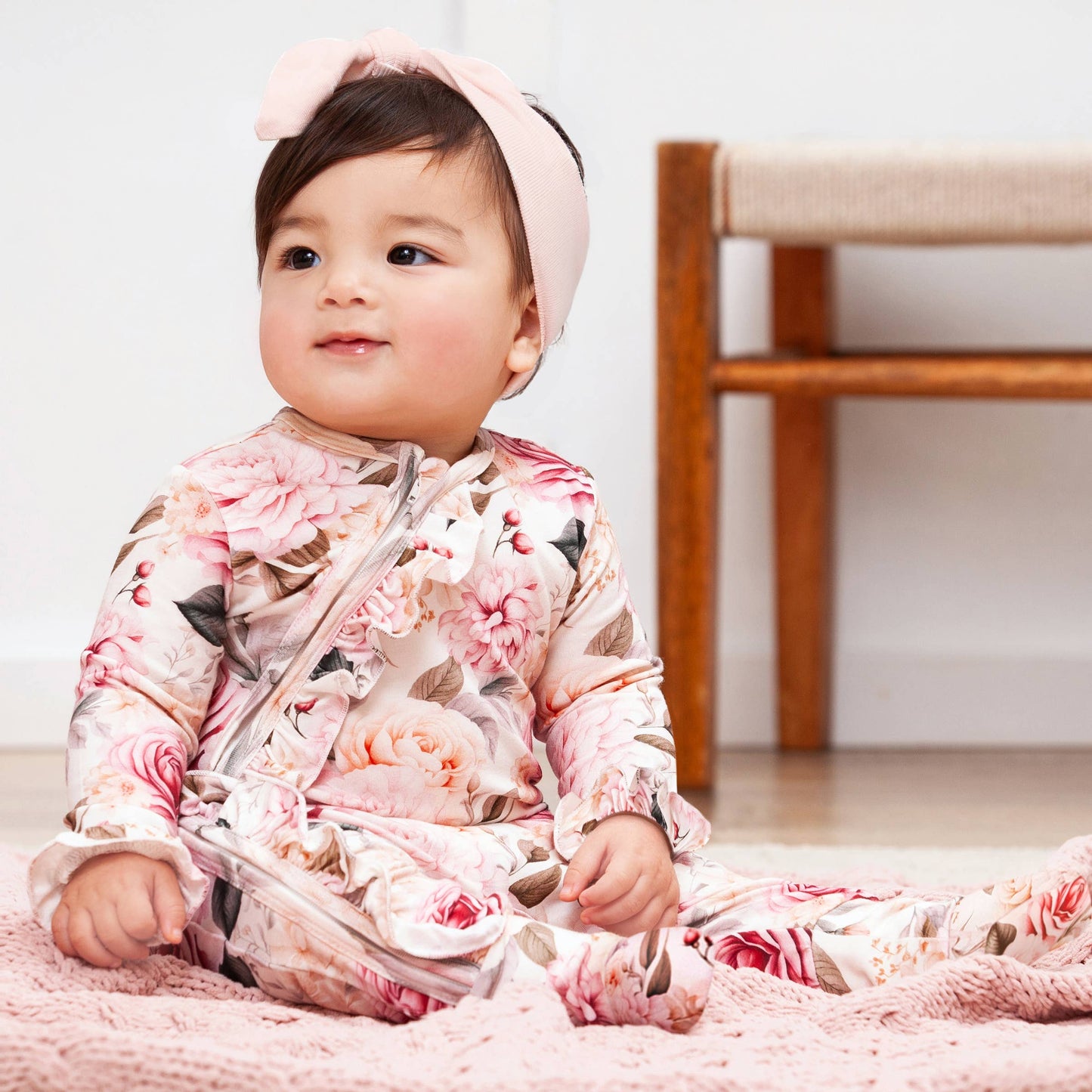 Raelynn Garden Bouquet Bamboo Zipper Romper