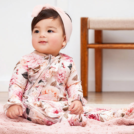 Raelynn Garden Bouquet Bamboo Zipper Romper