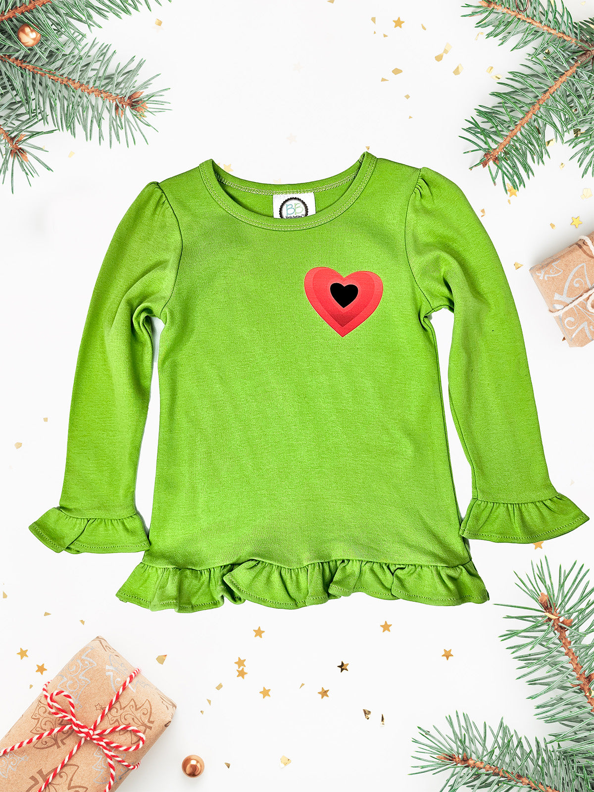 Ivy Girl's "Growing Heart" Long Sleeve Ruffle Tee