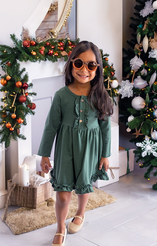 Green Christmas dress on child model