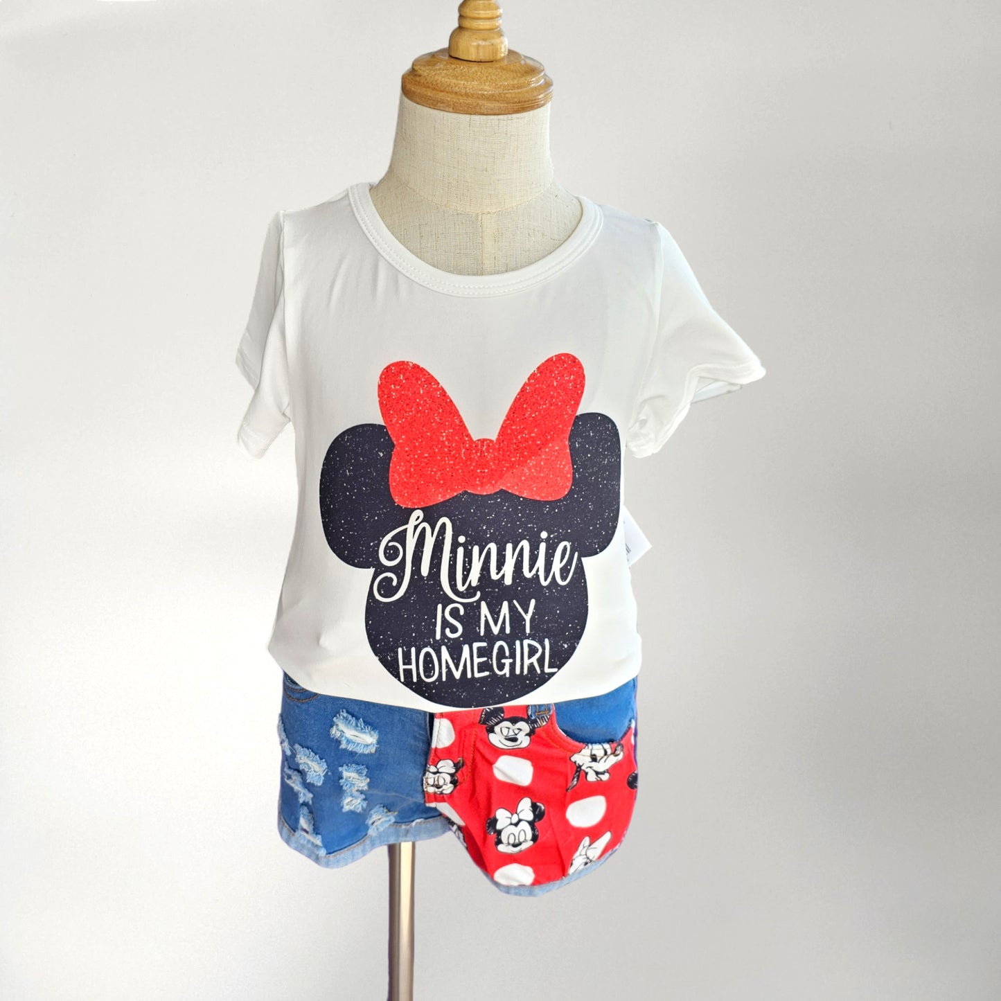 Girl Mouse Denim Short Set