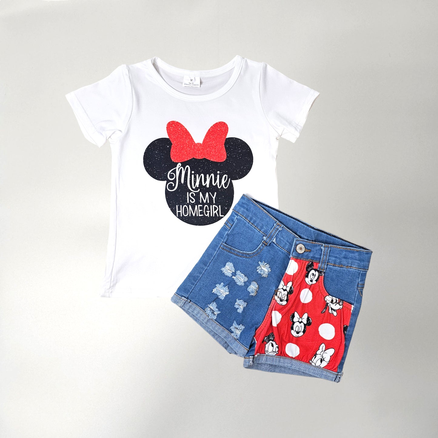 Girl Mouse Denim Short Set