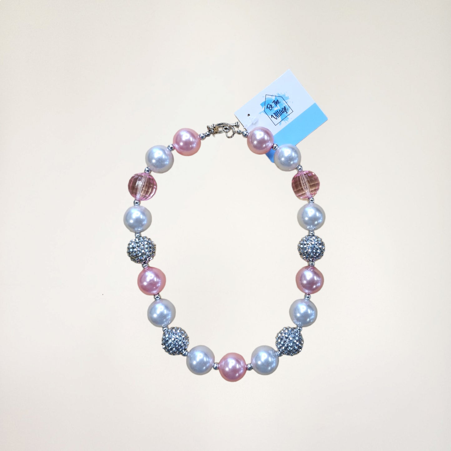 Pink, White and Silver Bubble Necklace