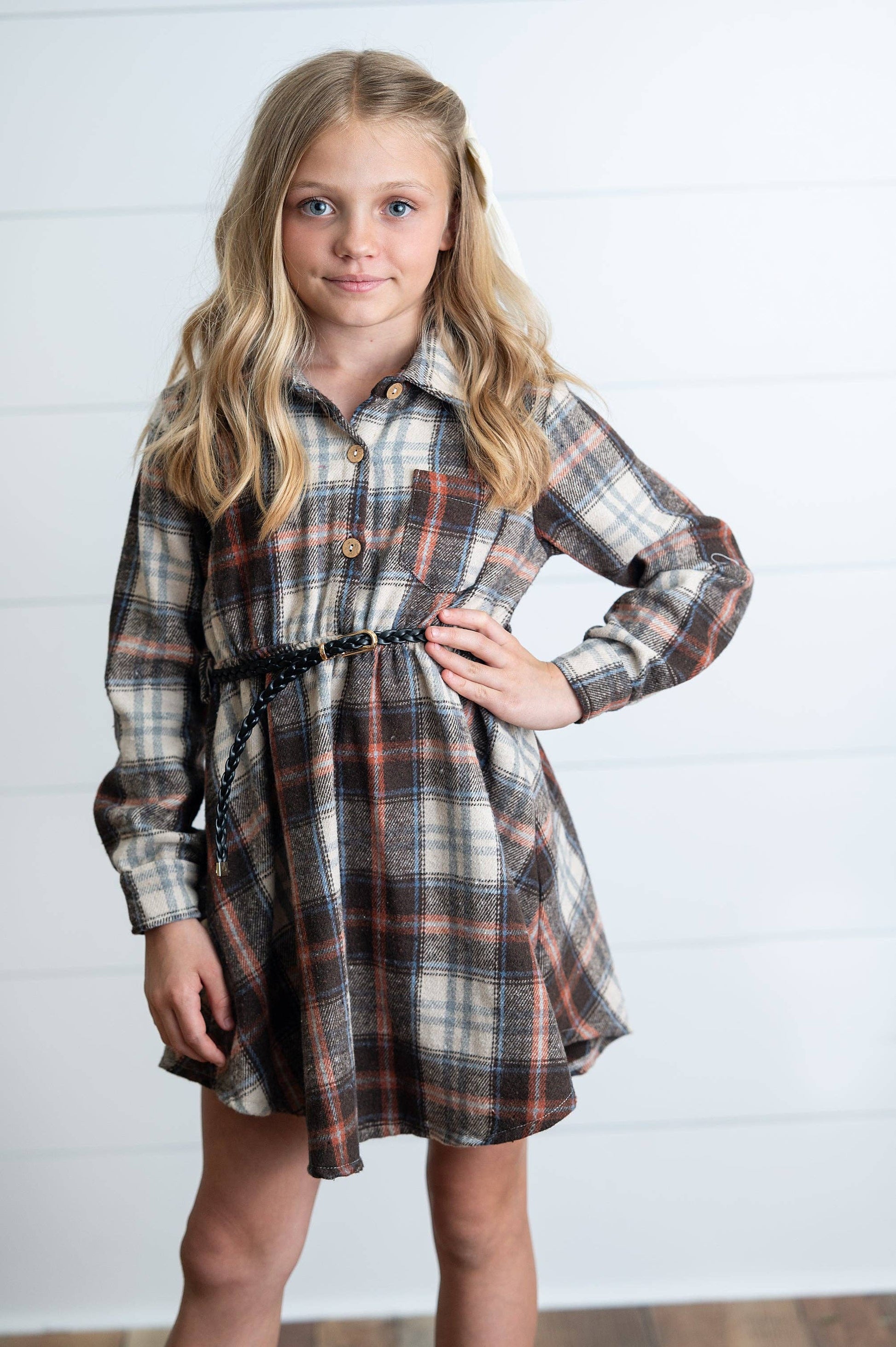 Plaid Girls Shirt Dress with Belt Stylish Fall Outfit 10 Plaid Girls Shirt Dress with Belt Stylish Fall Outfit 10