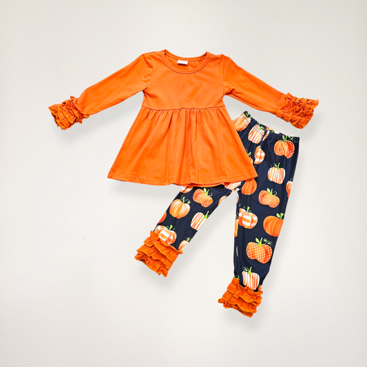 Orange Pumpkin Long Sleeve Pant Set