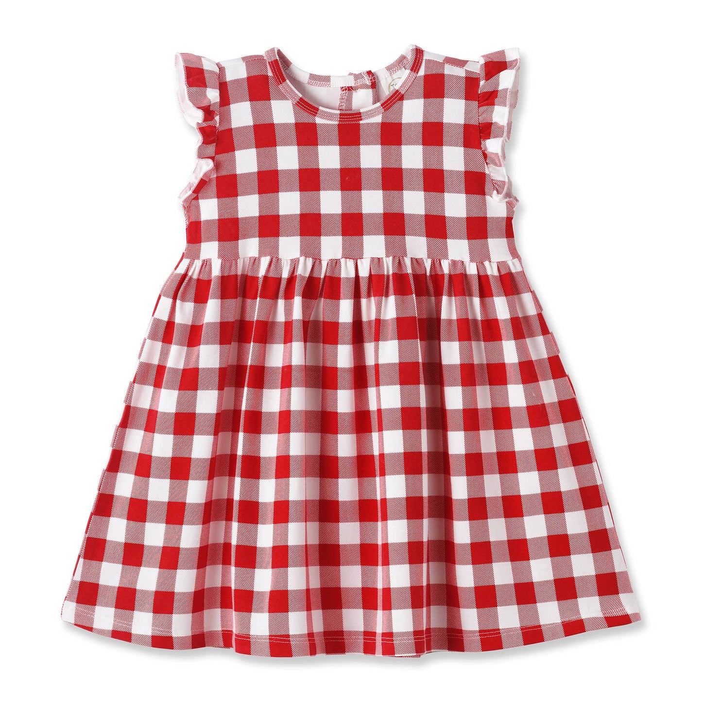 Red and white checkered dress on a white background