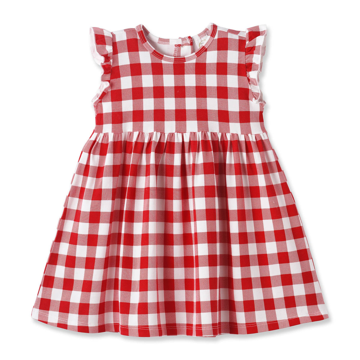 Red and white checkered dress on a white background