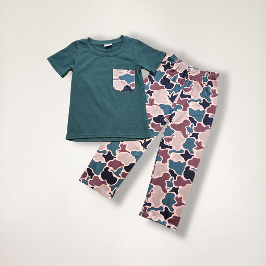 Green Camouflage Boy Pant Set