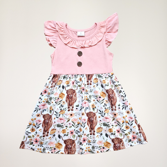 Peach Floral Cow Dress