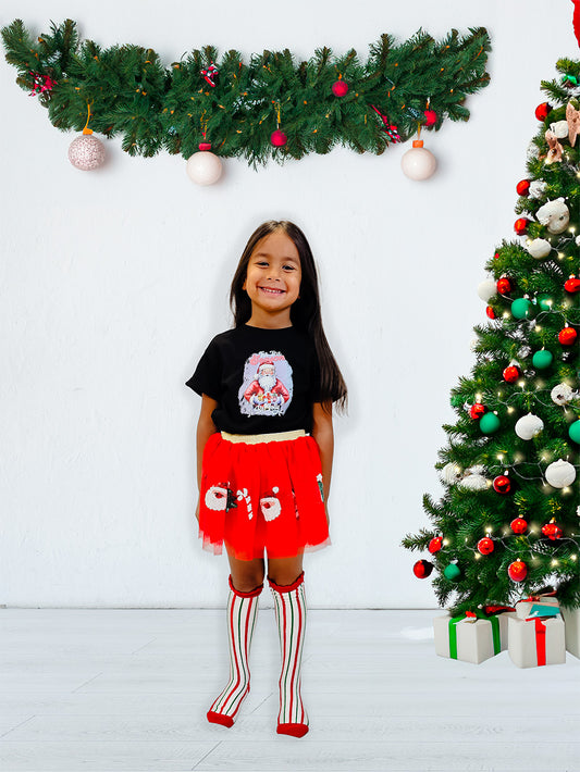 Mila Red Christmas Sequin Tulle Skirt