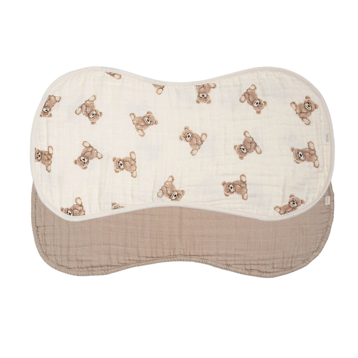 Baby burp cloths with teddy bear pattern on a white background