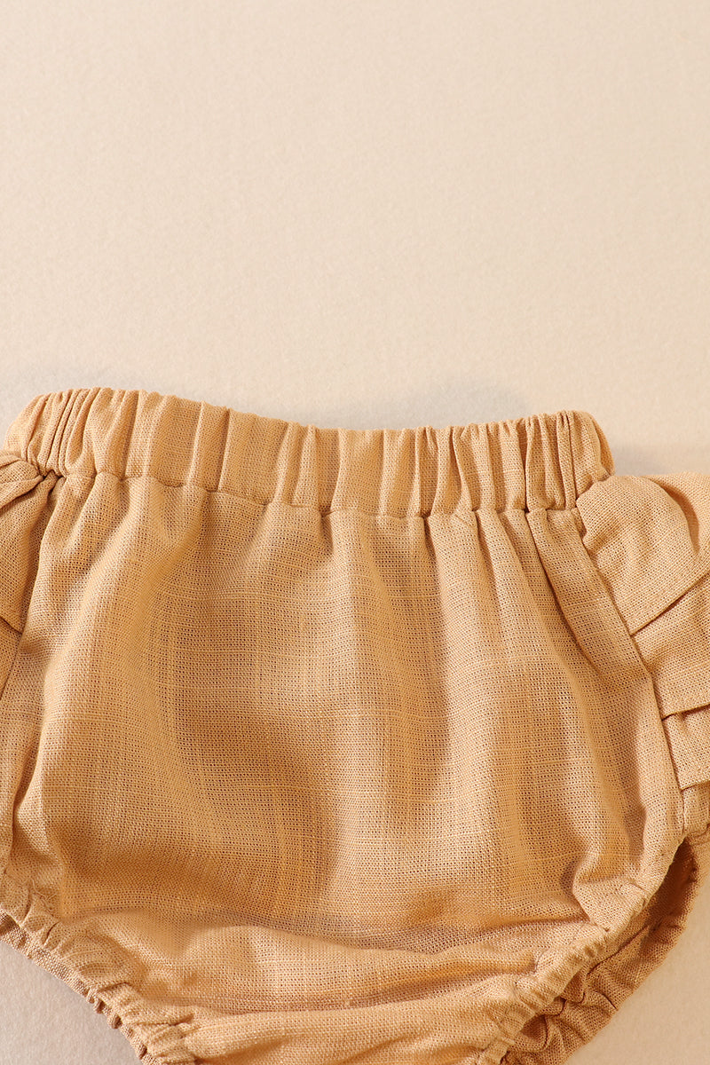 Beige Linen Ruffle Set