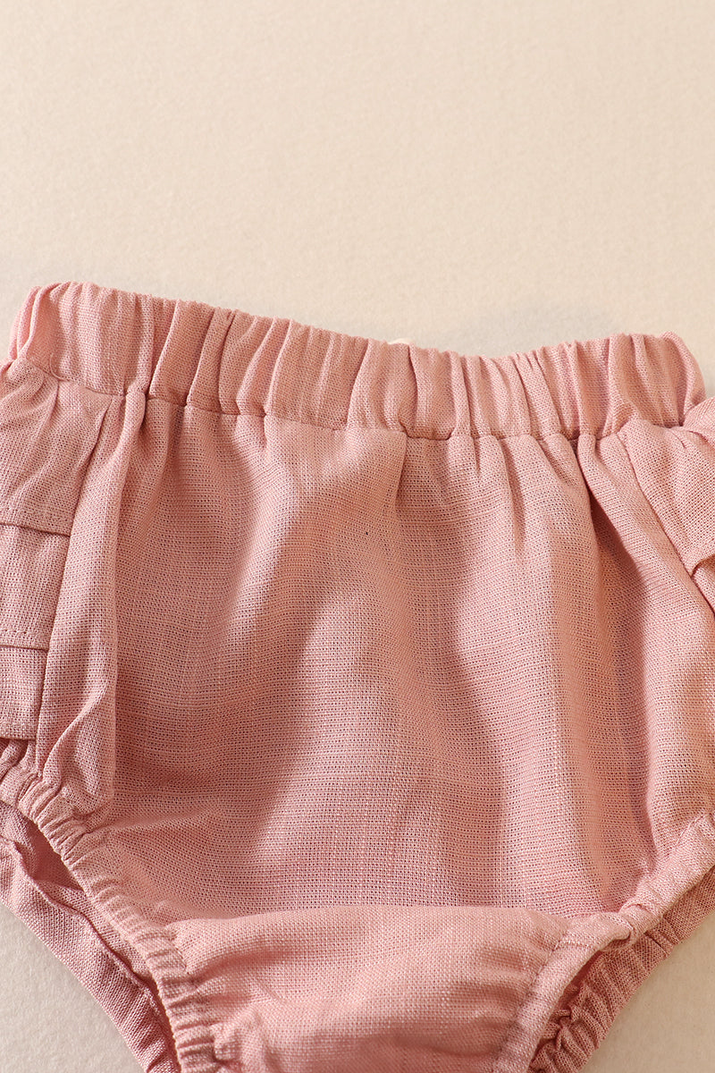 Pink Linen Ruffle Set