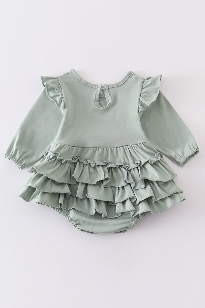 Sage Ruffle Girl Romper