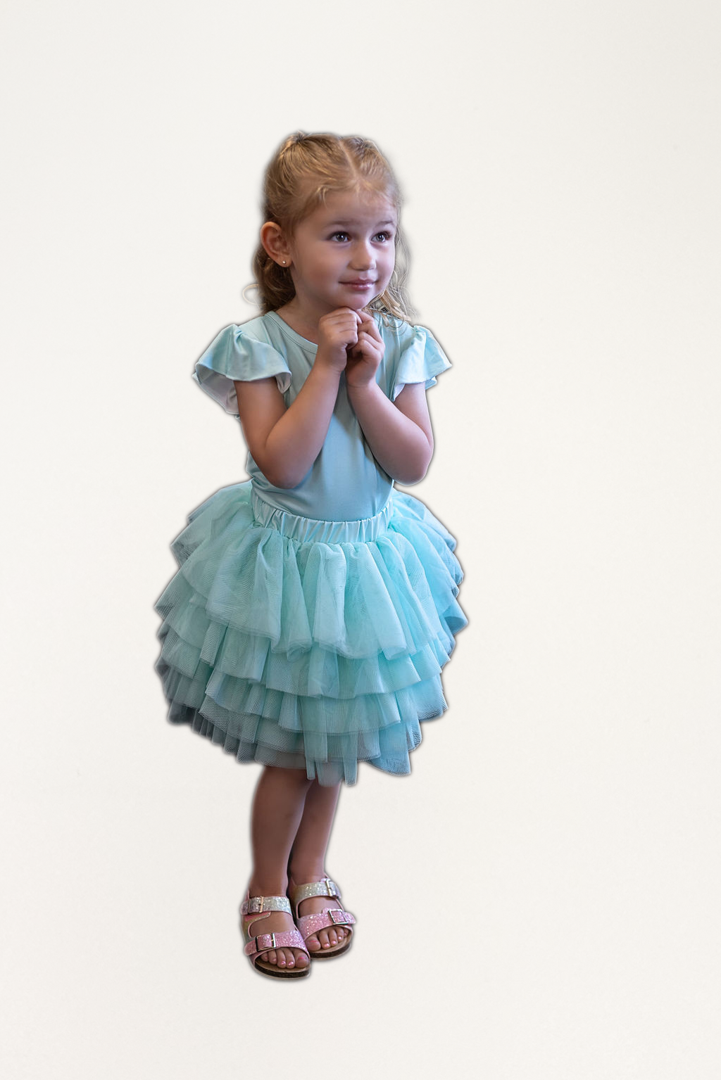 Ruffled Tulle Seafoam Skirt Set